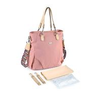 SONARIN Stylish Waterproof Baby Nappy Changing Tote Bag, Large Capacity Diaper Bag with Stroller Straps & Changing Mat (Pink, 36*19*38CM)