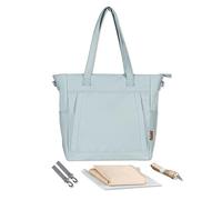 SONARIN Waterproof Large Capacity Baby Nappy Changing Tote Bag,Multifunctional Baby Changing Bag Satchel Messenger Bag Travel Diaper Bag with Stroller Straps & Changing Mat(Grey-Blue)