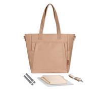 SONARIN Waterproof Large Capacity Baby Nappy Changing Tote Bag,Multifunctional Baby Changing Bag Satchel Messenger Bag Travel Diaper Bag with Stroller Straps & Changing Mat(Light Tan)