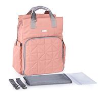 SONARIN Waterproof Multifunction Baby Nappy Changing Backpack with Changing Mat,Stroller Strap,Laptop Shockproof Bag,Diaper Bag with Bottle Insulated Bags,Large Capacity,Machine Washable(Pink)