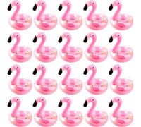 Sonarun 20 Pack Inflatable Flamingo Drink Holder Coasters Glitter Confetti Pink Flamingo Pool Drink Floats Cup Holder for Summer Pool Beach Fun Toy Hawaiian Party Supplies
