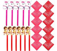 Sonarun 24 Pcs Kids Cowboy Party Supplies 12 Pcs Inflatable Horse Head Stick 12 Pcs Paisley Bandana for Kids Western Party Horse Racing (Color Set 2)