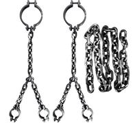 Sonarun 3 Pieces Halloween Chains Props Plastic Fake Chains Toy Include 1 Pcs Removable Large Chain Link and 2 Pcs Neck Wrist Shackles Chain Prison Chains for Halloween Party Trick Props