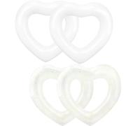 Sonarun 4 Pack Inflatable Swim Rings Float Heart Shaped Swimming Circle Pool Floats for Adults Pool Beach Party Supplies, 47.2 x 39.4 Inch (Clear, White)