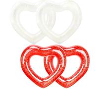 Sonarun 4 Pack Inflatable Swim Rings Float Heart Shaped Swimming Circle Pool Floats for Adults Pool Beach Party Supplies, 47.2 x 39.4 Inch (Red, White)