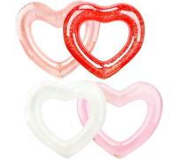Sonarun 4 Pack Inflatable Swim Rings Float Heart Shaped Swimming Circle Pool Floats for Adults Pool Beach Party Supplies, 47.2 x 39.4 Inch (Rose gold, Deep red, Pink, White)