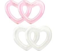 Sonarun 4 Pack Inflatable Swim Rings Float Heart Shaped Swimming Circle Pool Floats for Adults Pool Beach Party Supplies, 47.2 x 39.4 Inch (Pink, White)