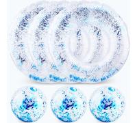 Sonarun 6 Pcs Inflatable Glitter Clear Pool Float Tube Glitter Beach Ball Include 3 Pcs Inflatable Confetti Swim Ring 3 Pcs Inflatable Confetti Beach Ball for Adult Teen Beach Water Pool Party