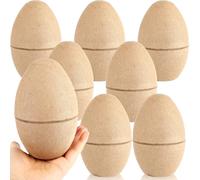 Sonarun 8 Pcs 6 Inch Paper Easter Eggs Brown Empty Easter Craft Eggs Paper Mache Eggs for Easter Basket Fillers Party Favors