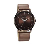 Sonata Aspire Quartz Analog Sl rown Dial Brown Leather Strap Watch for Men - NT77105QL02W