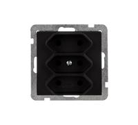 Sonata triple socket b/u 2.5A Euro black metallic GP-3R/m/33
