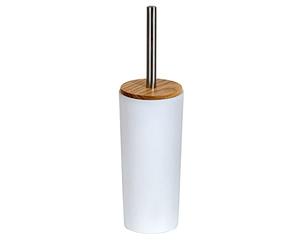 Sonata White 4 Pcs Bathroom Accessory Set Freestanding Resin Bamboo (Toilet Brush & Holder)