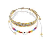 Sonateomber 2PCS Evil Eye Protection Boho String Rope Braided Bracelets Set for Women Men Charm Adjustable Handmade Couple Surfer Beads Anklets Kabbalah Strand Lucky BFF Jewelry Gift, 5.5 UK