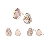 Sonateomber 3Pcs Small Cubic Zirconia Teardrop Stud Set Earrings for Women - Cute Aurora Borealis Crystal Tiny Rhinestone Shell Waterdrop Cartilage Earing Hypoallergenic 925 Sterling Silver Prom