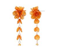Sonateomber Chunky Large Statement Flower Dangle Drop Earrings for Women, L, Brass, No Gemstone