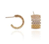 Sonateomber Chunky Thick C Shape Gold Stud Earrings for Women - Trendy Sparkly Cubic Zirconia Illusion Huggie, Half Circle Open Hoop Hypoallergenic Fashion Jewelry Gift…, Stainless Steel, Cubic