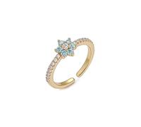 Sonateomber Dainty Gold Silver Flower Open Rings for Women, Trendy Sparkly CZ Rhinestone Floral Petal Adjustable Stackable Ring Prom Wedding Accessories Fashion Jewelry Gift, Brass, Cubic Zirconia