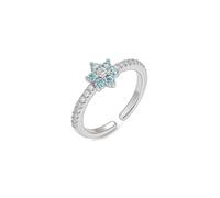 Sonateomber Dainty Gold Silver Flower Open Rings for Women, Trendy Sparkly CZ Rhinestone Floral Petal Adjustable Stackable Ring Prom Wedding Accessories Fashion Jewelry Gift, Brass, Cubic Zirconia