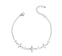 Sonateomber Dainty Gold Silver Star Bracelets for Women, Sparkly Trendy CZ Rhinestone Adjustable Link Chain Elegant Cute Celestial Bracelet Prom Wedding Accessories Fashion Jewelry Gift, Adjustable