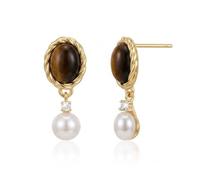 Sonateomber Freshwater Pearl Natural Shell Drop Dangle Earrings for Women, Cute Gold Pearls Earrings Dangling Prom Wedding Holiday Fashion Jewelry Gift, One Size, Brass, No Gemstone