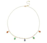 Sonateomber Gold Beaded Charm Choker Necklaces for Women, Dainty Cute Rainbow Crystal Rhinestone Dangle Pendant Necklace Prom Fashion Jewelry Gift, Brass, Pearl
