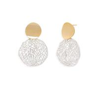 Sonateomber Gold Boho Vintage Geometric Round Dangle Earrings for Women, Bohemian White Filigree Dangly Disc Circle Earring Trendy Prom Wedding Accessories Jewelry Gift