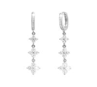 Sonateomber Gold Silver Clover Small Hoop Earrings for Women, Dainty Sparkly Four Leaf Layered CZ Rhinestone Dangle Earing Prom Wedding Accessories Fashion Jewelry Gift, S, Brass, Cubic Zirconia