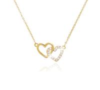 Sonateomber Gold Silver Heart Rhinestone Pendant Necklace for Women, Sparkly Valentine Dancing Stone CZ Dangle Necklaces Prom Fashion Jewelry Gifts, Brass, Cubic Zirconia