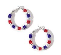 Sonateomber Handmade Beaded Gold Hoop Hugge Earrings for Women Boho Big Multicolor Purple Fuchsia Seed Beads Native American Bohemia Circle Earrings Prom Wedding Bridal Statement Jewelry Gift, Brass
