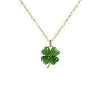 Sonateomber Lucky Green Clover Leaf Pendant Necklaces for Women, Dainty Cute St Patricks Day Crystal Shamrock Leaves Chain Choker Necklace Prom Wedding Accessories Fashion Jewelry Gift, Brass, Cubic
