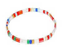 Sonateomber Summer Candy Colors Tila Flat Seed Beads Stretch Strand Bracelet for Women- Trendy Unique Friendship Handmade Mixed Colorful Square Beaded Miyuk Link Bracelets Stackable Jewelry Gifts, M