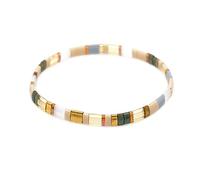 Sonateomber Summer Candy Colors Tila Flat Seed Beads Stretch Strand Bracelet for Women- Trendy Unique Friendship Handmade Mixed Colorful Square Beaded Miyuk Link Bracelets Stackable Jewelry Gifts, M