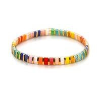 Sonateomber Tila Flat Beaded Stretch Bracelets for Women, Trendy Unique Colorful Square Beads Handmade Stack Bracelet Friendship Accessories Fashion Jewelry Gift, One Size, Brass, no gemstone