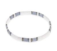 Sonateomber Tila Flat Beaded Stretch Bracelets for Women, Trendy Unique Handmade Stackable Mixed Colorful Square Beads Miyuk Link Bracelet Summer Jewelry Gift, 5.5 UK, Stainless Steel, no gemstone