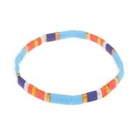 Sonateomber Tila Flat Beaded Stretch Bracelets for Women, Trendy Unique Handmade Stackable Orange Square Beads Miyuk Link Bracelet Summer Jewelry Gift, 5.5 UK, Stainless Steel, no gemstone