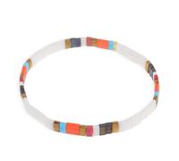 Sonateomber Tila Flat Beaded Stretch Bracelets for Women, Trendy Unique Handmade Stackable Orange Square Beads Miyuk Link Bracelet Summer Jewelry Gift, 5.5 UK, Stainless Steel, no gemstone
