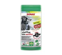 SONAX Cockpit Cleaning Cloths Matte Effect Green Lemon Box (25 Pieces) Clean, Maintain and Protect All Plastic Parts, Wood and Rubber with Geen Lemon Fragrance, Item No. 04128000