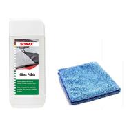 SONAX Glass Plastic Polish Cleaning Cleaner Car Windscreen Mirror + Microfibre
