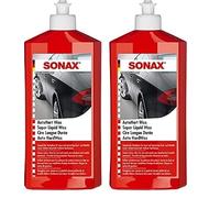 SONAX Super Liquid Wax (500 ml) - Intense mirror shine. Intensifies colours. Provides lasting protection. Removes tar stains. | Item-No. 03012000-810, Red (Pack of 2)