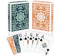 Sondeng 2 Pack Playing Cards Deck of Cards Professional Poker Set Jumbo Index Large Print Playing Card for Adults Seniors,Card Games for Night Party Playing Card for Family Companion Green Orange