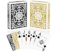 Sondeng 2 Pack Playing Cards Deck of Cards Professional Poker Set Jumbo Index Large Print Playing Card for Adults Seniors,Card Games for Night Party Playing Card for Family Companion Black Gold