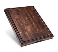 Sonder Los Angeles Alfred Cutting Board Made in USA | Black Walnut End Grain Cutting Board for Kitchen with Non-Slip Feet, Juice Groove, Sorting Compartments | Gift Box Included | 17x13x1.5 in