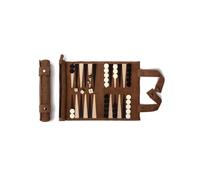SONDERGUT - Backgammon - Travel Backgammon Set - Genuine Leather (Mocha) (Mocha)