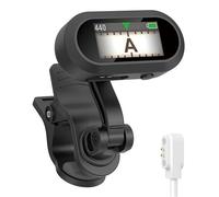 Sondery Clip On Tuner Rechargeable TFT Screen for Guitar Bass Ukulele and Wind Instruments, Headstock Chromatic Tuner Calibration 410-460Hz, Easy to Read in Any Lights, Dual Rotatable Clip Design