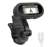 Sondery Clip On Tuner Rechargeable TFT Screen for Guitar Bass Ukulele and Wind Instruments, Headstock Chromatic Tuner Calibration 410-460Hz, Easy to Read in Strong Lights, Dual Rotatable Clip Design