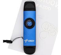Sondery Professional Metal Kazo, Dual Head Kazoo Includes Lanyard and 5 Membranes for All Ages and Occasions, Blue