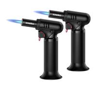 Sondiko Butane Torch Lighters with Visible Fuel Window 2 Pack, Refillable Soldering Torch with Adjustable Flame for Welding, Resin Art, Industrial(Butane Gas Not Included)