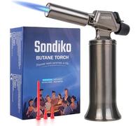Sondiko Butane Torch, Premium Metal Big Flame Torch Refillable Blow Torch Lighter with Adjustable&Wind Resistance Flame for Cooking, BBQ, Welding DIY&Soldering