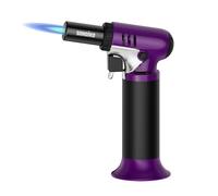 Sondiko Kitchen Blow Torch with Fuel Gauge S907, Refillable Soldering Torch Lighter with Safety Lock and Adjustable Flame for Desserts, Creme Brulee, Welding, Purple & Black (Butane Not Included)