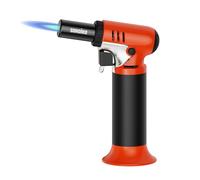 Sondiko Kitchen Blow Torch with Fuel Gauge S907, Refillable Soldering Torch Lighter with Safety Lock and Adjustable Flame for Desserts, Creme Brulee, Welding, Orange & Black (Butane Not Included)